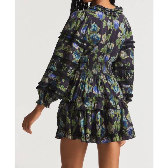 NEW LOVESHACKFANCY clarkie dress in deep blue trace - Picture 4 of 4